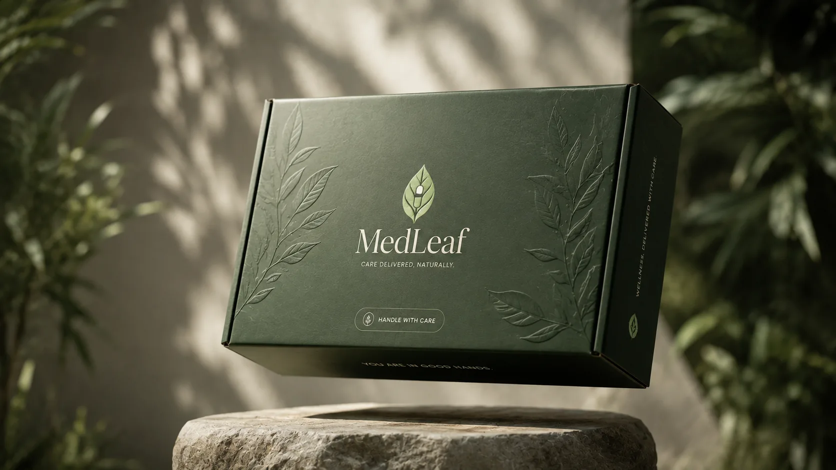Medleaf — Logo and Branding packaging & visual design mockup 8 by Raghav Chopra